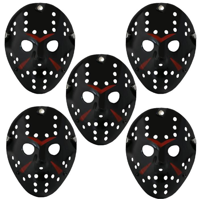 Máscara Friday 13th MXJBK-005-1 5 pzas, 25x18 cm Plástico PVC Negro Máscara Jason Voorhees, JasonBlack