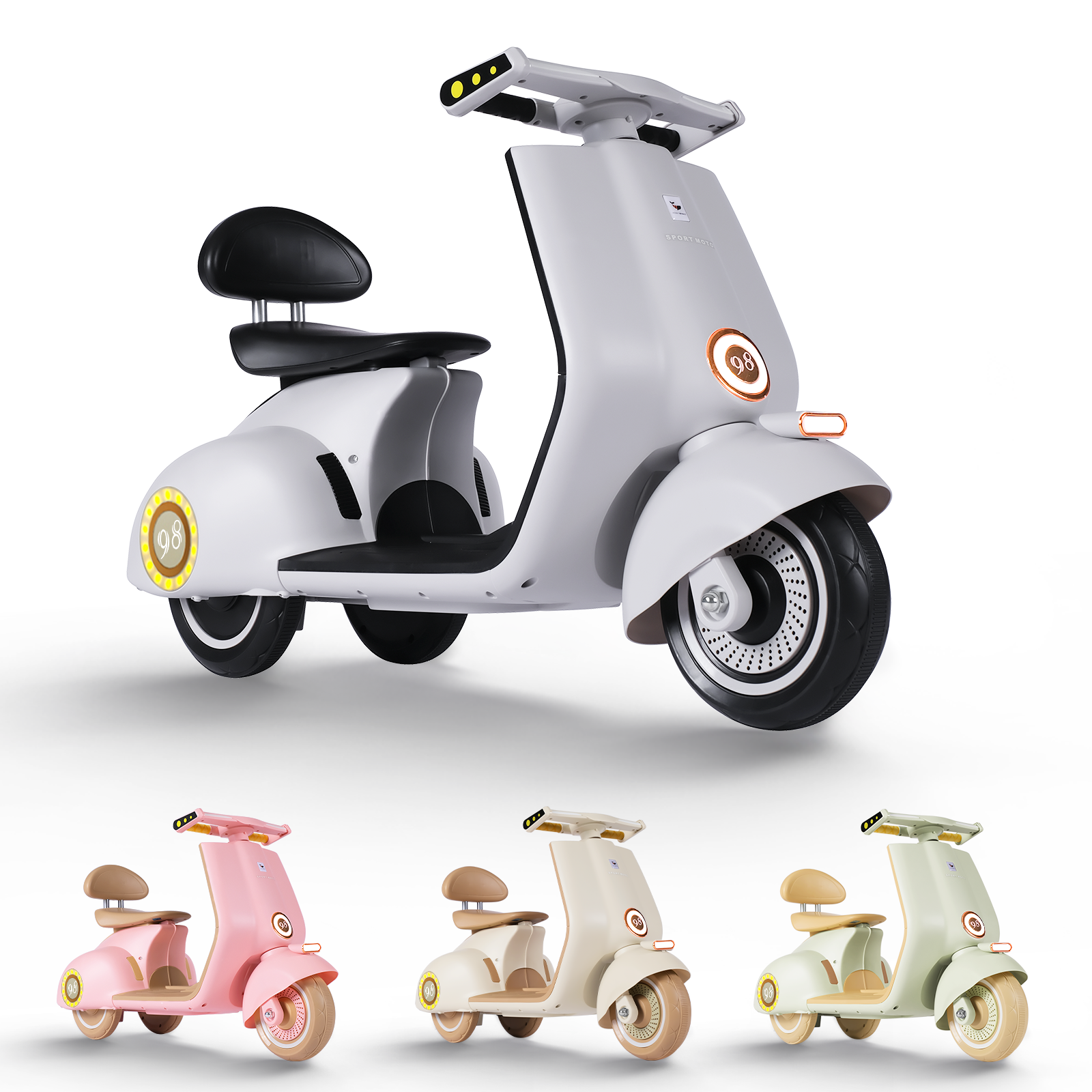 Mini Moto Eléctrica Vintage Infantil Honey Whale BDQ-916 Gris