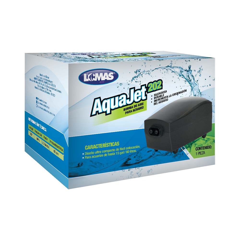 Lomas Aqua Jet 202 Bomba de Aire de 15 Galones para Peceras y/o Acuarios