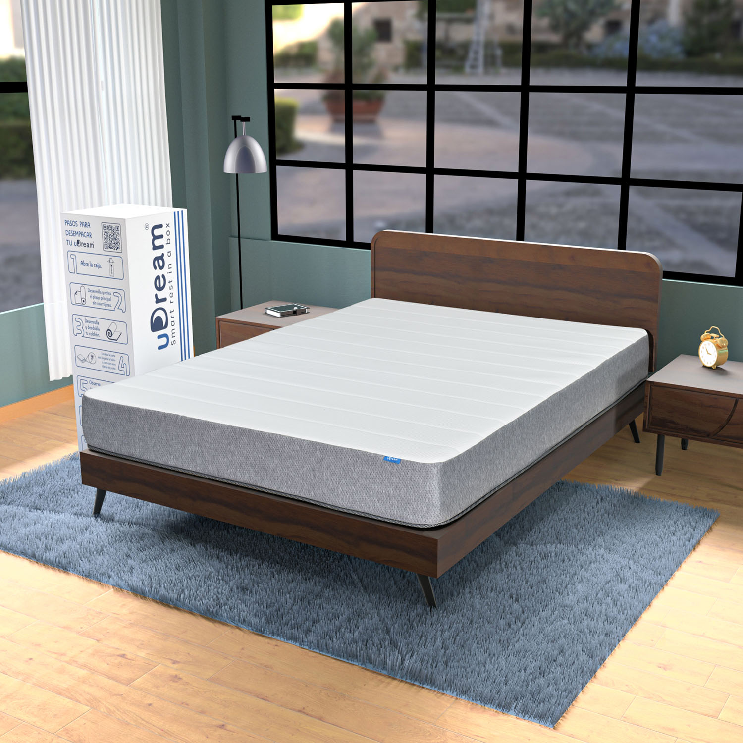 Colchón en caja uDream Modelo Smart con Memory Foam Queen Size .