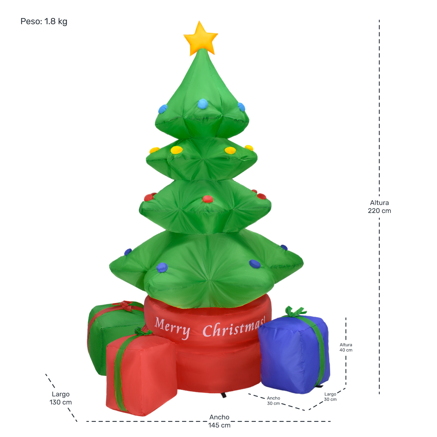 Inflable Navidad Arbol Giratorio 360 2.2m Decoracion Led