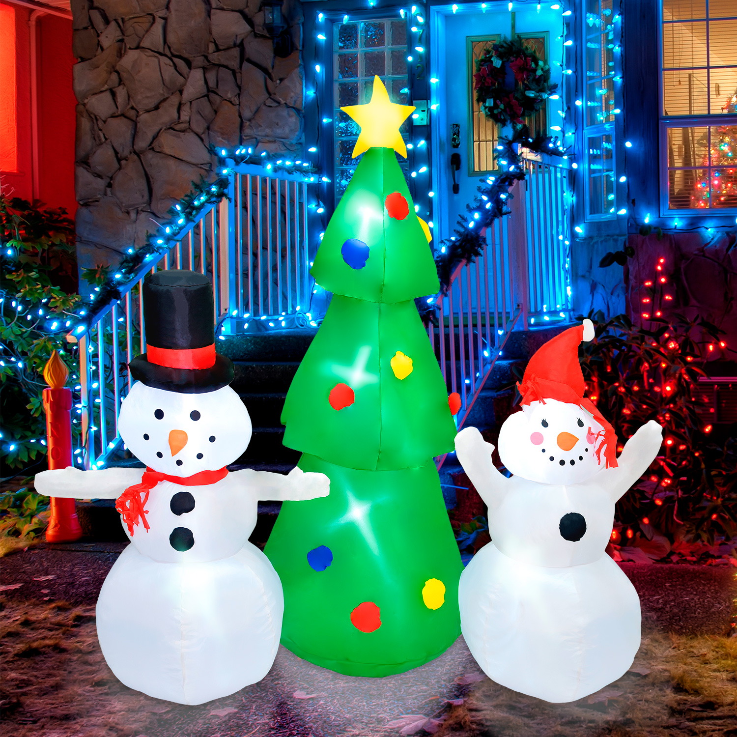 Inflable Navidad Muñeco Nieve 1.65m Decoracion Luz Led