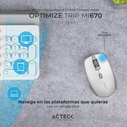 Mouse Multiplataforma Optimize Trip MI670 2.4 Ghz 1600 Dpi Blanco