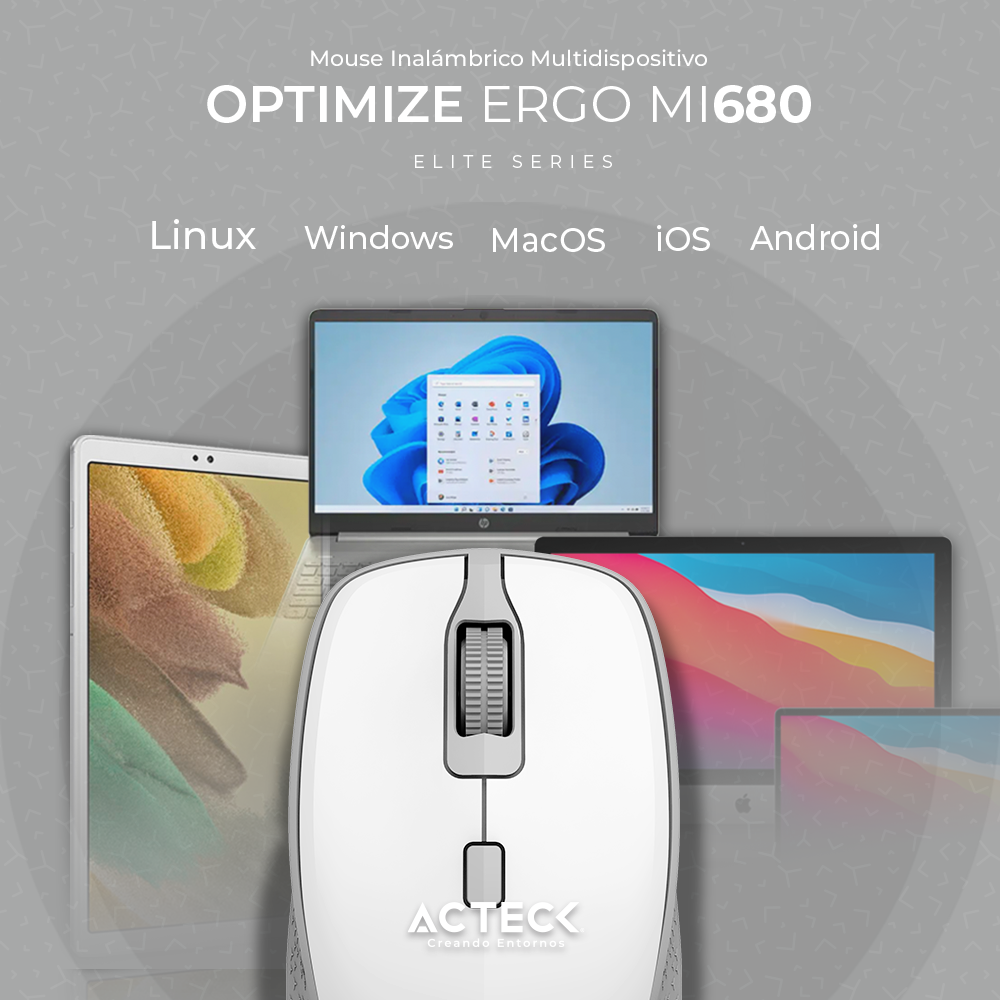 Mouse Multiplataforma Optimize Trip MI670 2.4 Ghz 1600 Dpi Blanco