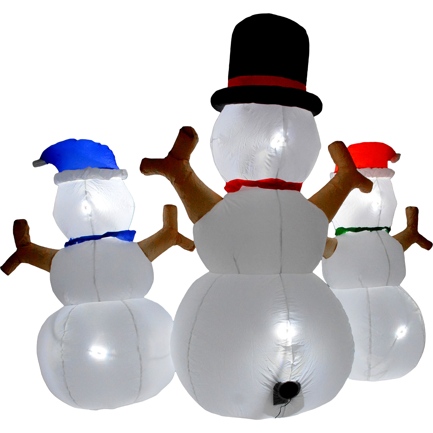 Inflable Navidad 3 Muñecos Nieve 1.80m Decoracion Luz Led