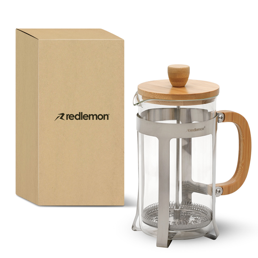 Cafetera Prensa Francesa de Vidrio y Bambú 1 Litro
