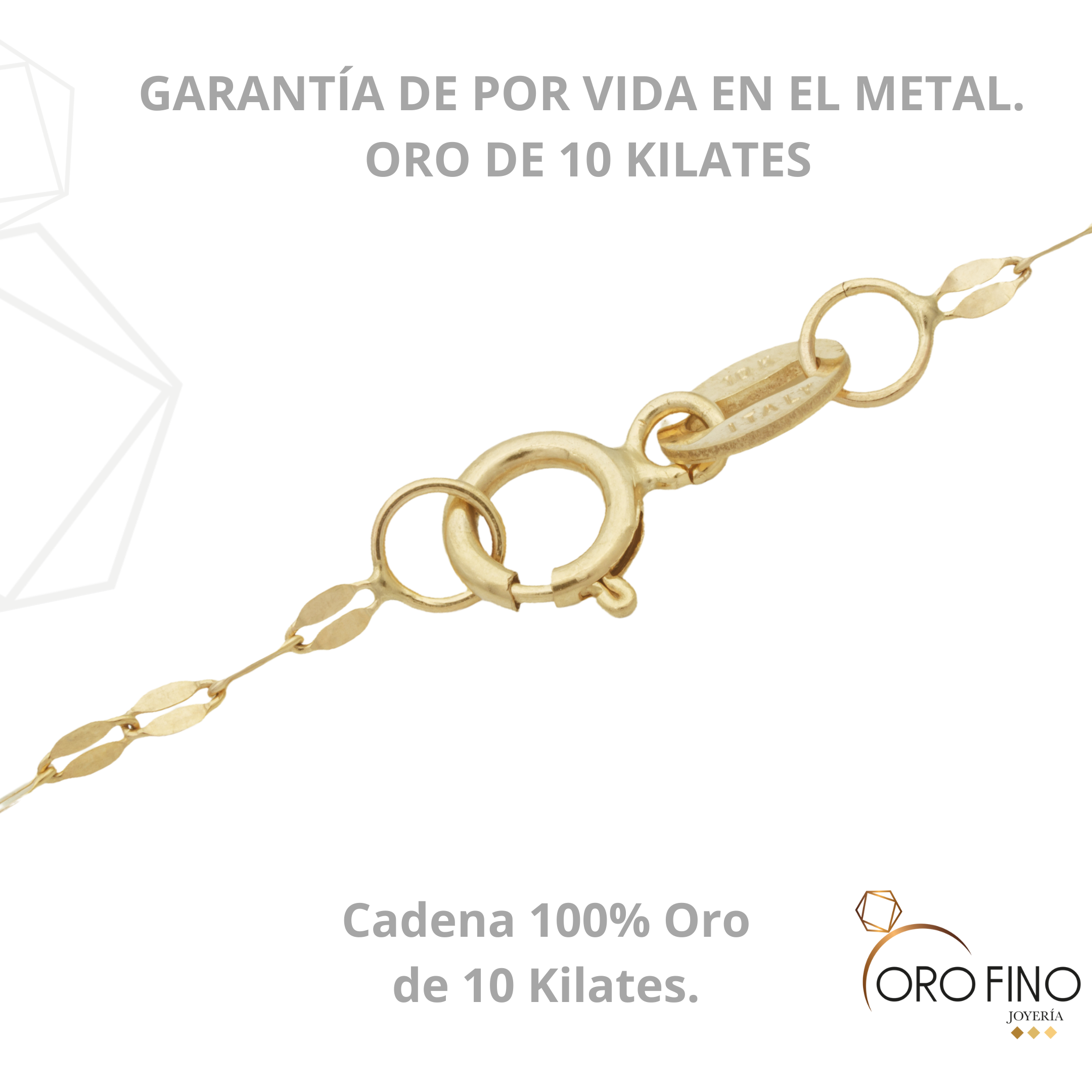 Cadena Grano de Café Italiano 10 Kilates. Oro Fino Joyería.