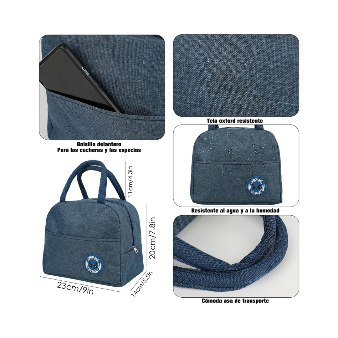 Lonchera, bolsa del almuerzo, Gran capacidad Tela Oxford lonchera térmica,Mantener caliente y frío, Con portátil asa, Para trabajo, deportes, picnic al aire libre