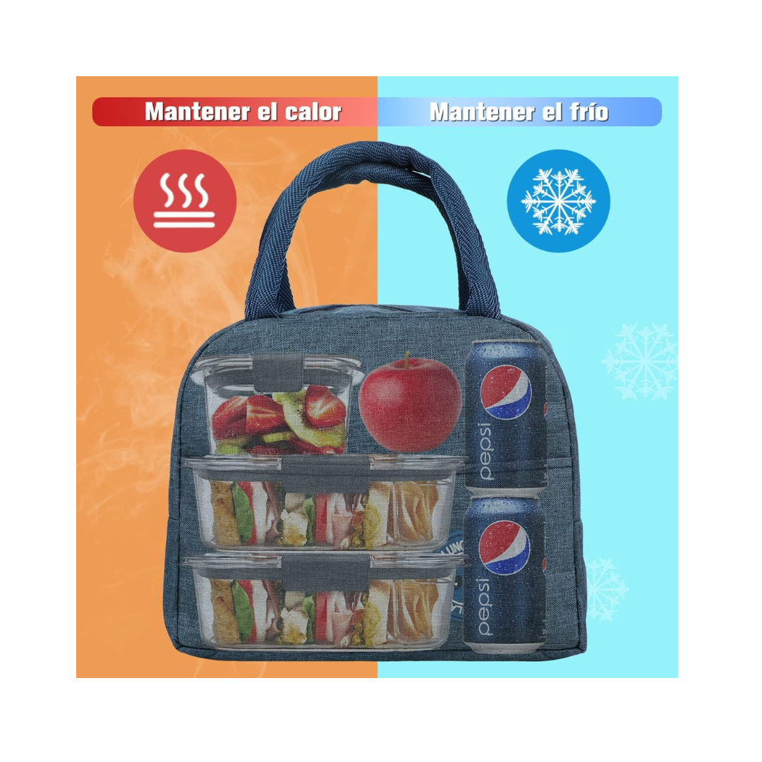 Lonchera, bolsa del almuerzo, Gran capacidad Tela Oxford lonchera térmica,Mantener caliente y frío, Con portátil asa, Para trabajo, deportes, picnic al aire libre