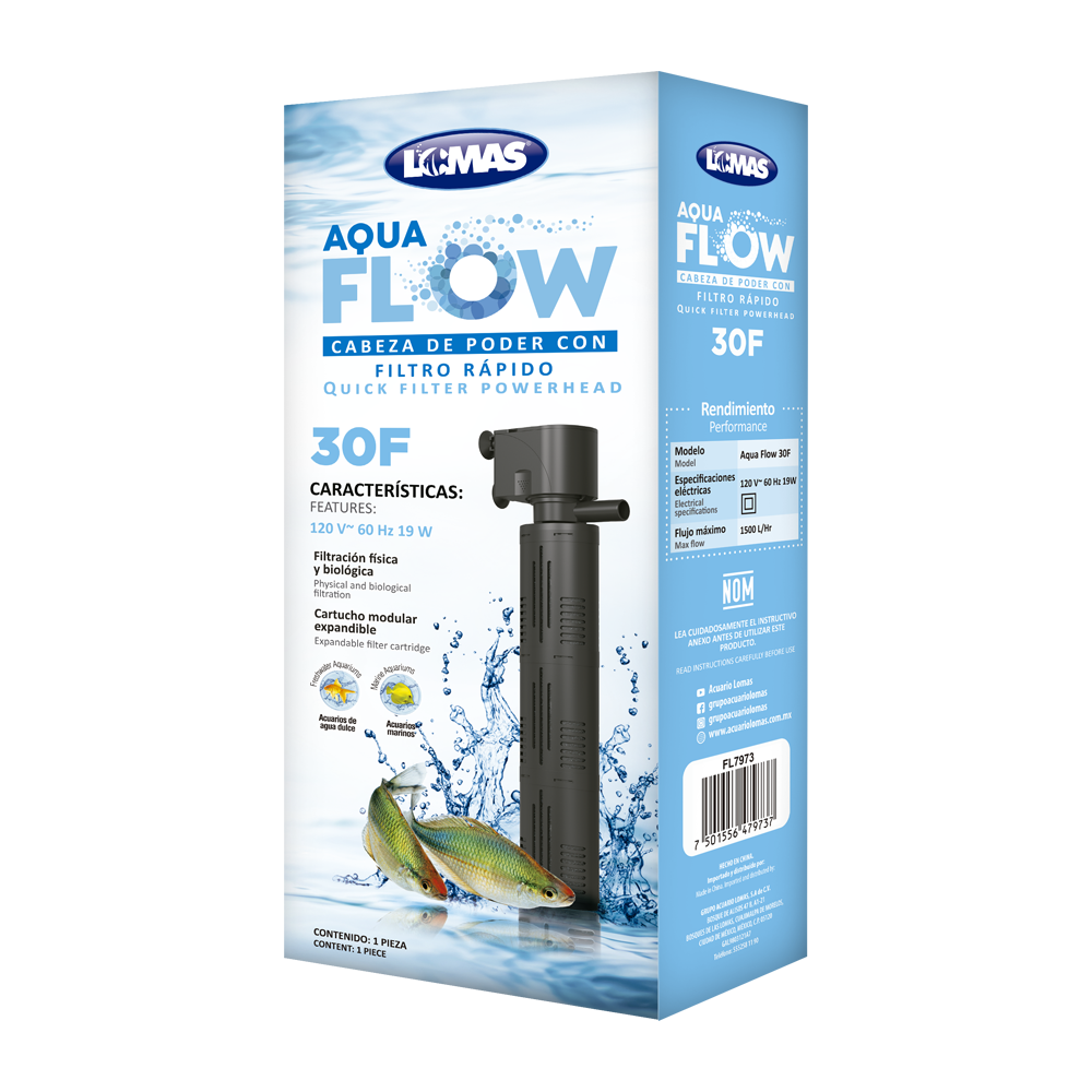 Lomas Aquaflow 30 Cabeza de Poder con Filtro Rápido para Acuarios y/o Peceras