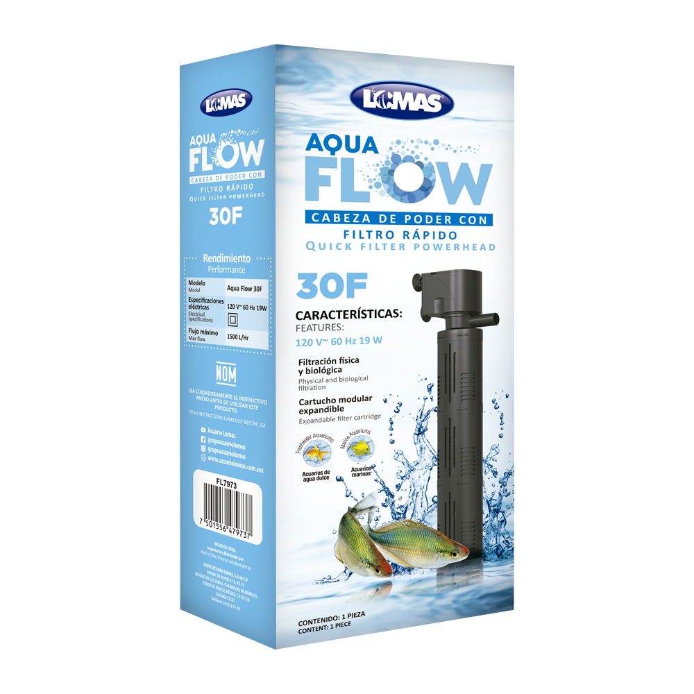 Lomas Aquaflow 30 Cabeza de Poder con Filtro Rápido para Acuarios y/o Peceras