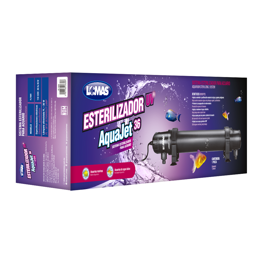 Lomas UV Aquajet Sistema Eterilizador para Peces de Acuario con Potencia de 36 Watss, Controla la Proliferación de Algas, Controla Agentes Patógenos,