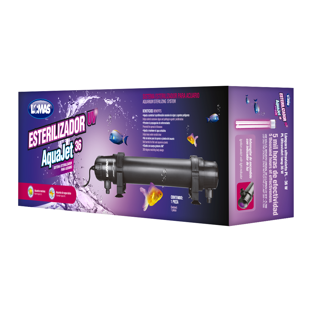 Lomas UV Aquajet Sistema Eterilizador para Peces de Acuario con Potencia de 36 Watss, Controla la Proliferación de Algas, Controla Agentes Patógenos,