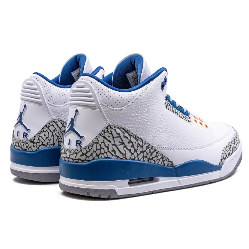 TENIS AIR JORDAN 3 RETRO WIZARDS BLANCO AZUL BASQUETBOL HOMBRE TALLA #28