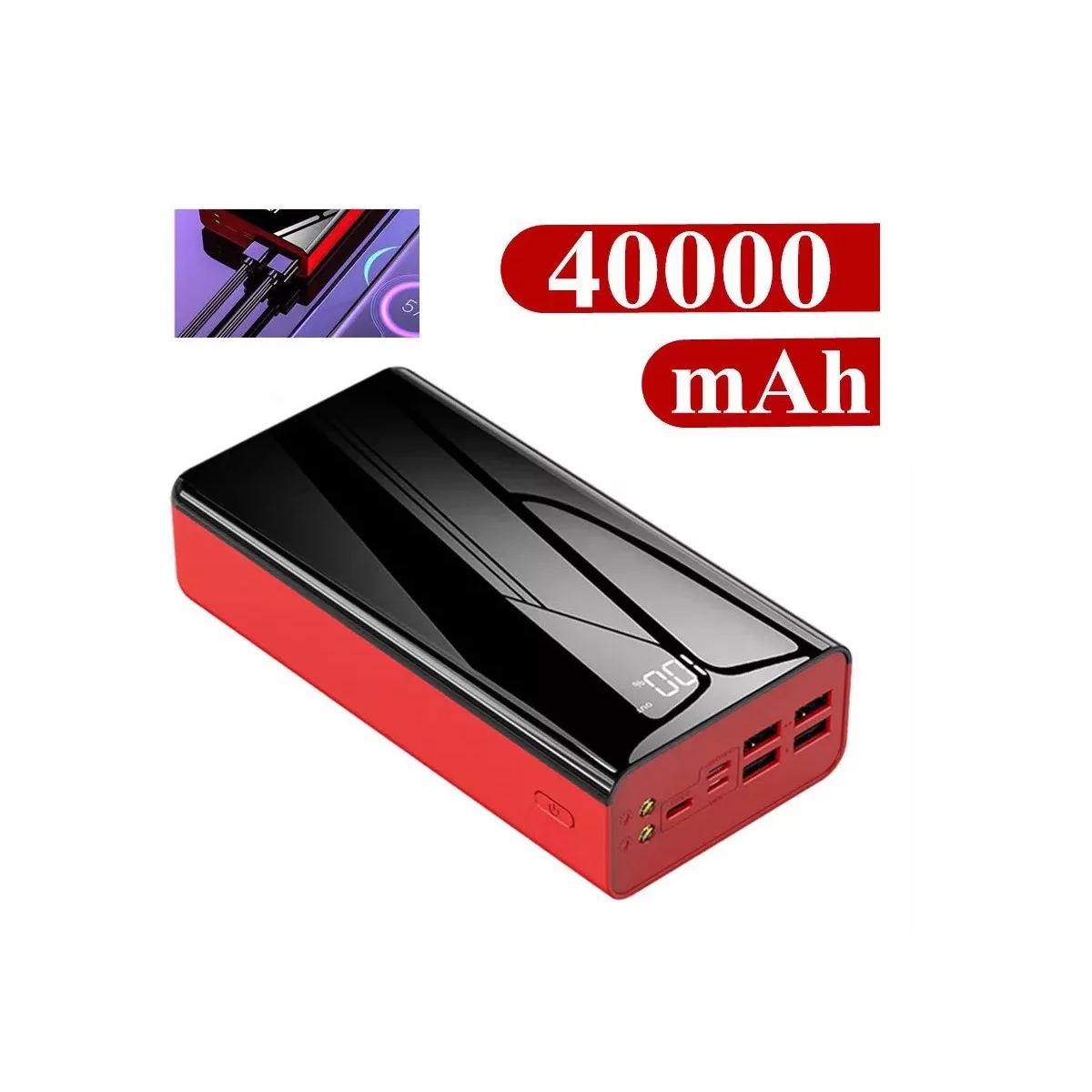 Banco De Energía Batería Portátil 40000mah Celda De Carga Rojo