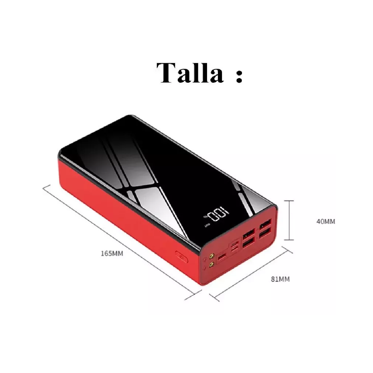 Banco De Energía Batería Portátil 40000mah Celda De Carga Rojo
