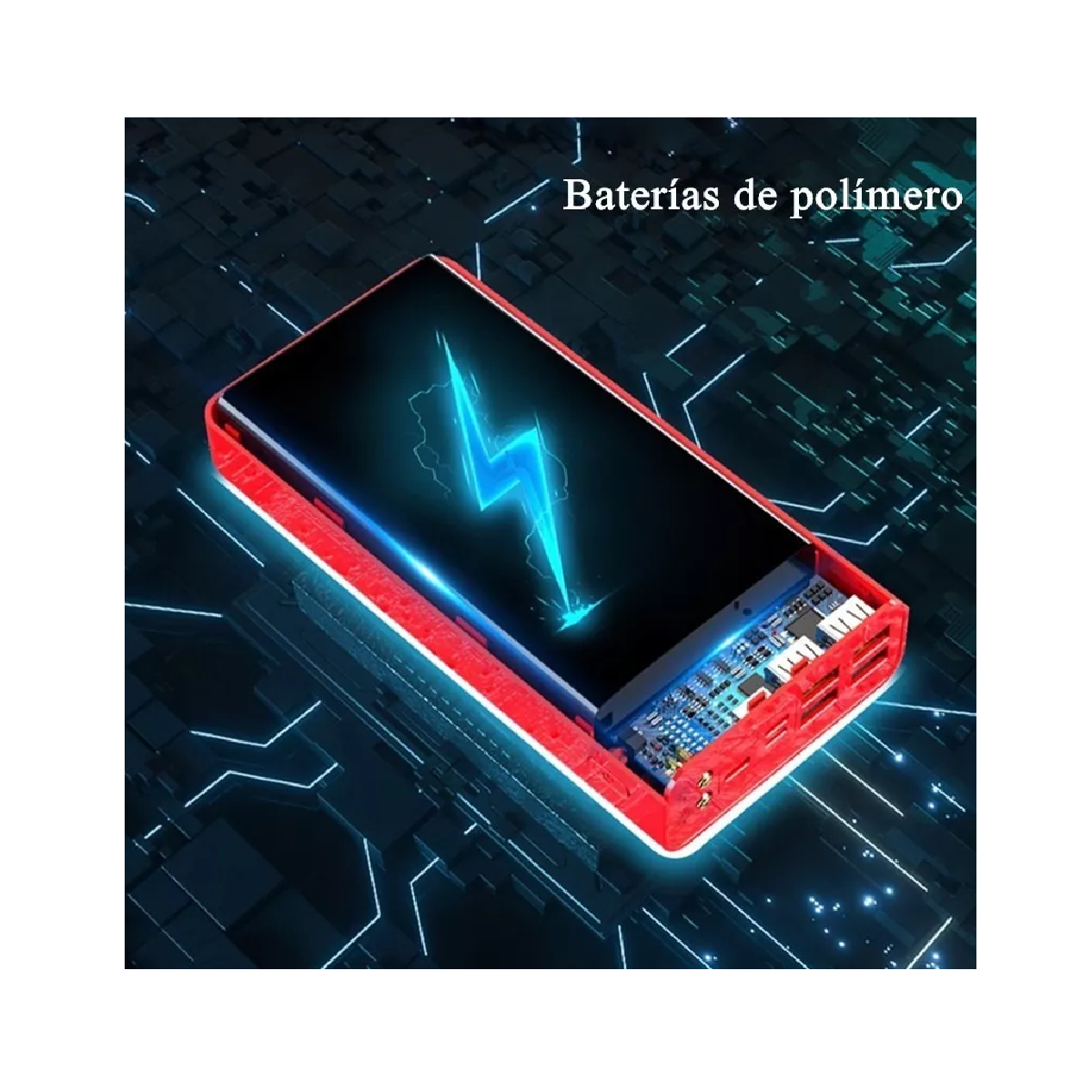 Banco De Energía Batería Portátil 40000mah Celda De Carga Rojo