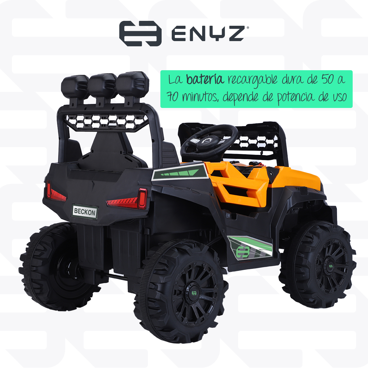 Montable eléctrico Camioneta Razer Jeep con control remoto asientos de piel bluetooth bocinas Edades Infantil 2 a 5 años Enyz Naranja