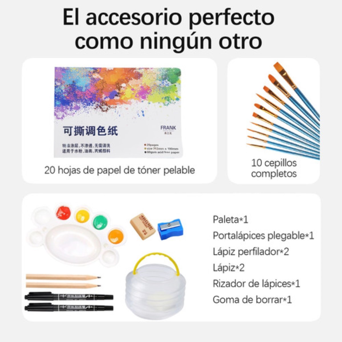 Kit de Arte con Pinturas Acrílicas - Set de Pinturas 26 Pcs.