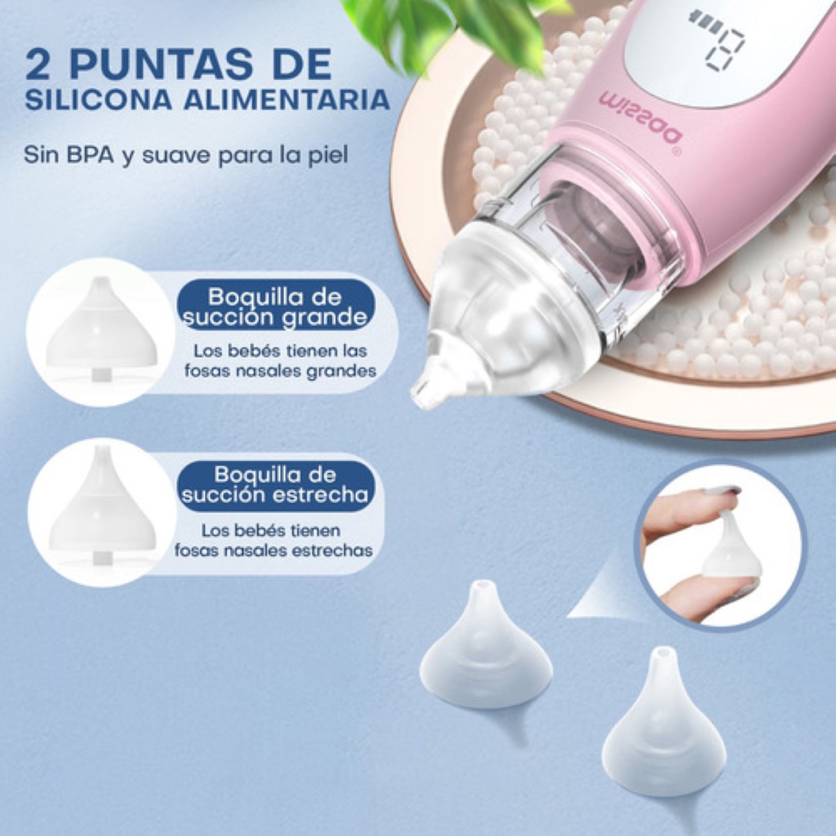 Aspirador Nasal Eléctrico Para Bebé Seguro Limpiador Blanco