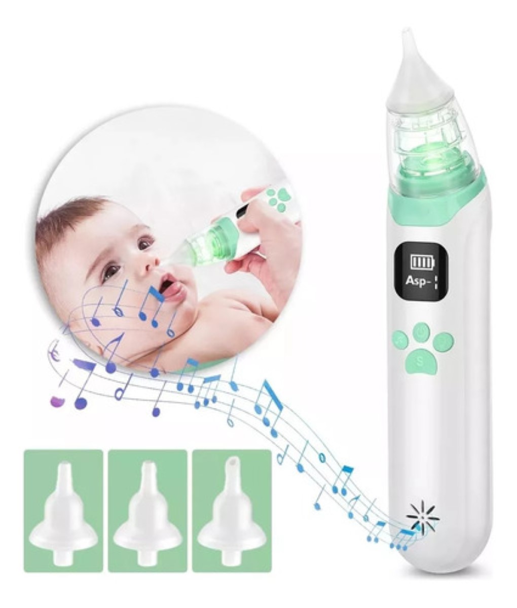 Aspirador Nasal, Aspirador Nasal Bebe Electrico con Luz LED Aspirador Nasal  Electrico Carga USB de 3 Niveles Succión 4 Puntas de para Recién Nacidos