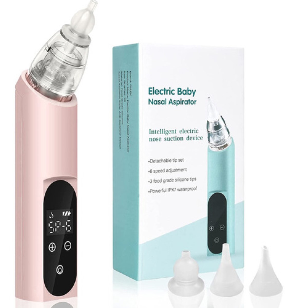 Aspirador Nasal Electrico Para Bebe Saca Mocos Limpiador Rosa