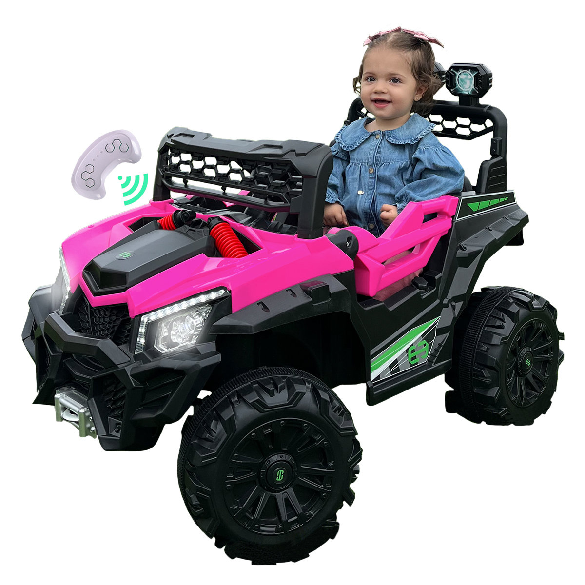 Montable eléctrico Camioneta Razer Jeep con control remoto asientos de piel bluetooth bocinas Edades Infantil 2 a 5 años Enyz Rosa.