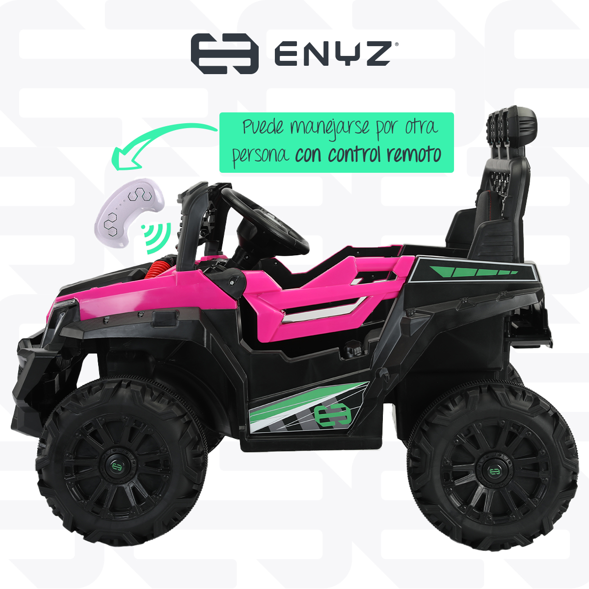 Montable eléctrico Camioneta Razer Jeep con control remoto asientos de piel bluetooth bocinas Edades Infantil 2 a 5 años Enyz Rosa.