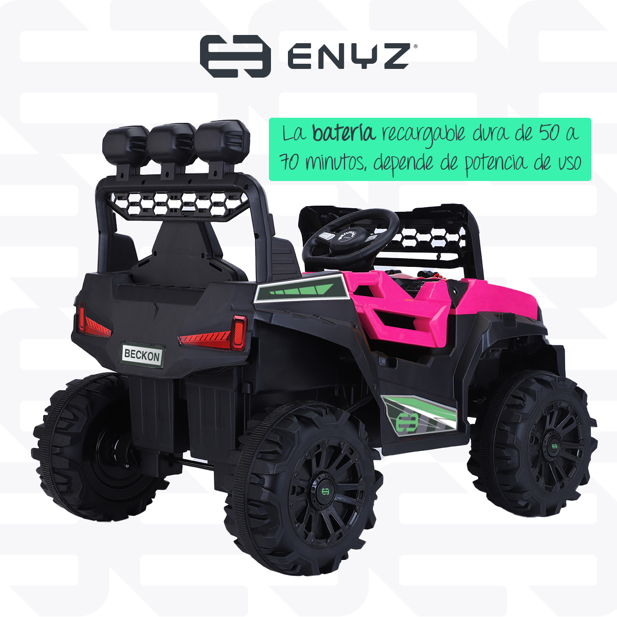 Montable eléctrico Camioneta Razer Jeep con control remoto asientos de piel bluetooth bocinas Edades Infantil 2 a 5 años Enyz Rosa.