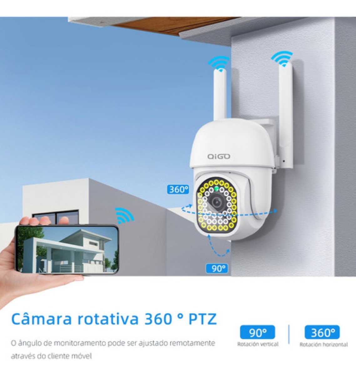 Cámara Seguridad Wifi Exterior Inalámbrica 1080p Vigilancia Blanco