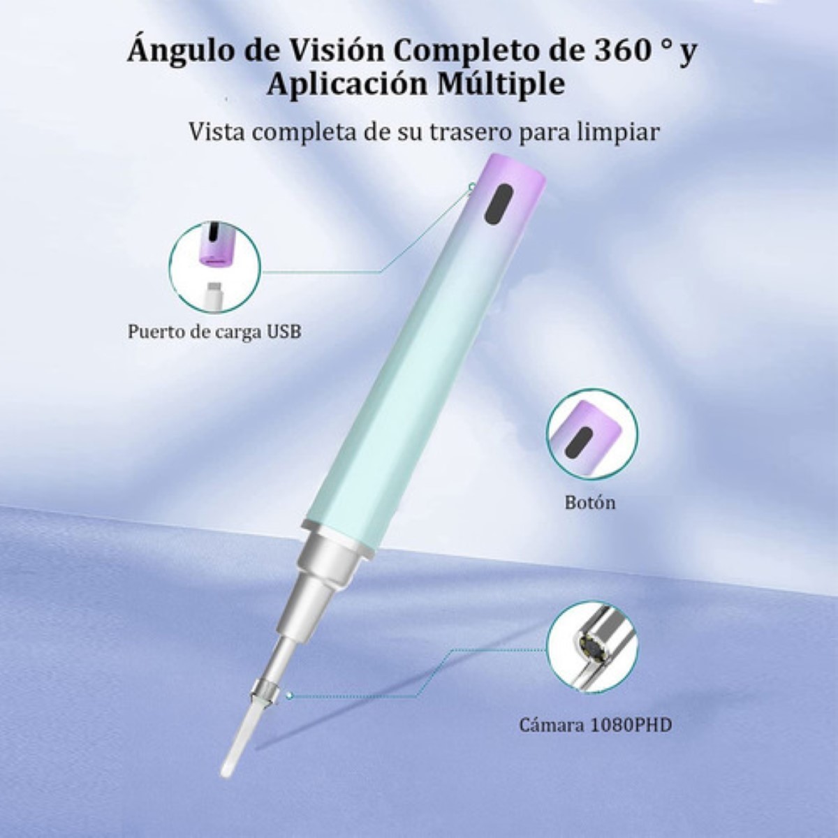 Limpiador Oidos Cámara Quita Cerilla Inteligente Endoscopio Azul