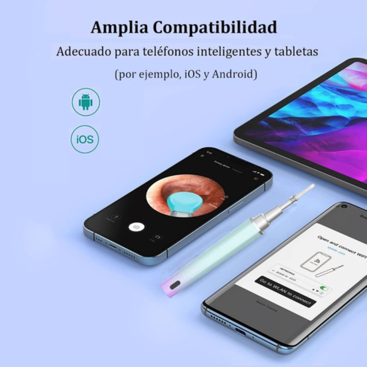 Limpiador Oidos Cámara Quita Cerilla Inteligente Endoscopio Azul