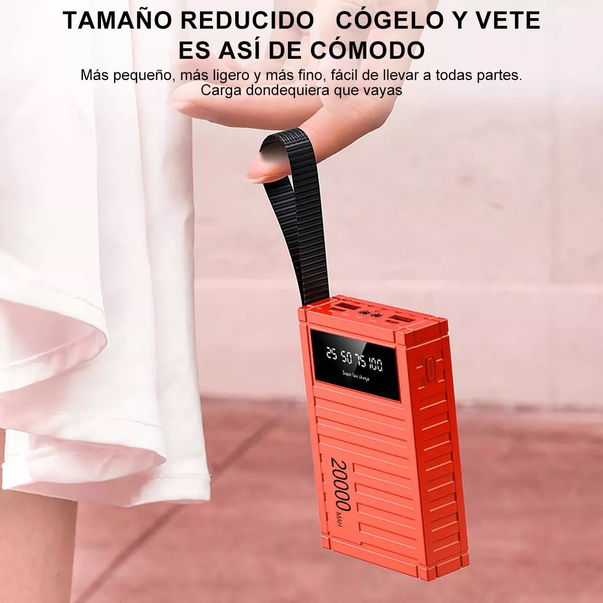 Power Bank Pila Baterias Para Celular Portatil 20000mah Rojo