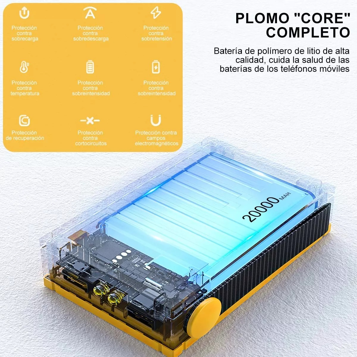 Power Bank Pila Baterias Para Celular Portatil 20000mah Amarillo