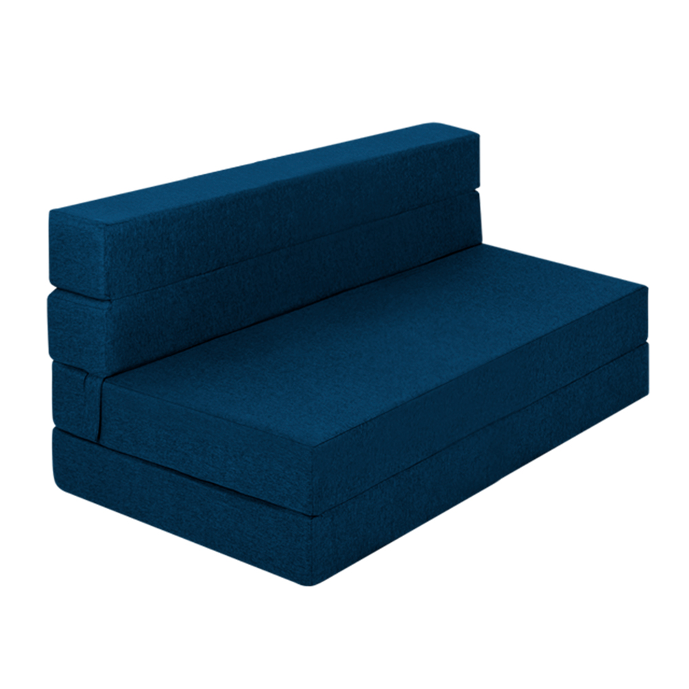 Sofá Cama Plegable Estilo Puff Matrimonial Azul Marino