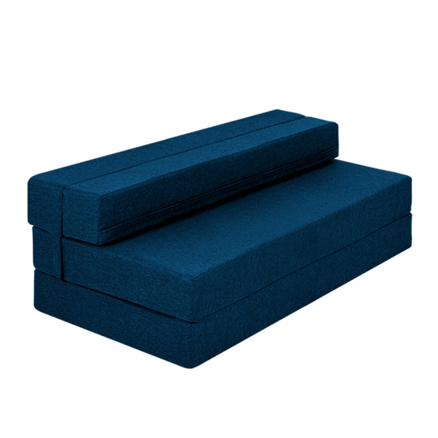 Sofá Cama Plegable Estilo Puff Matrimonial Azul Marino