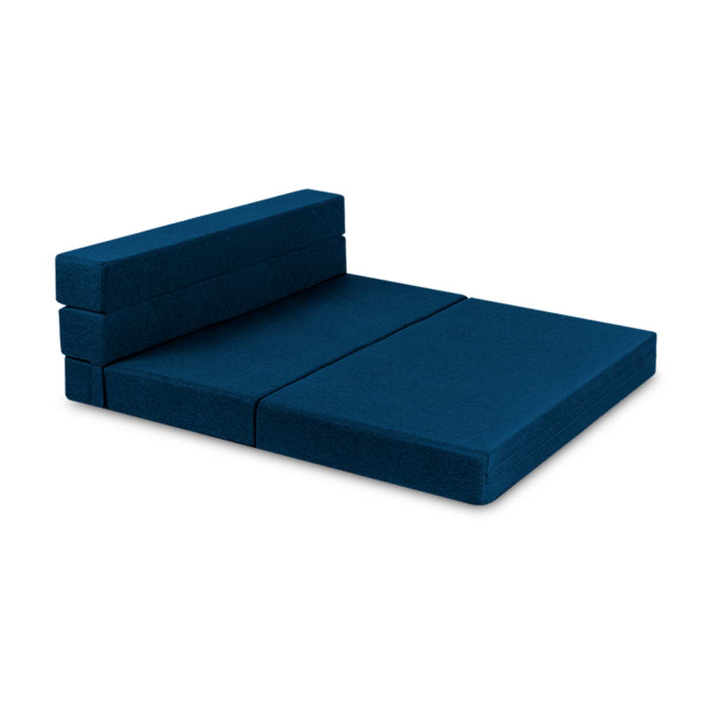 Sofá Cama Plegable Estilo Puff Matrimonial Azul Marino