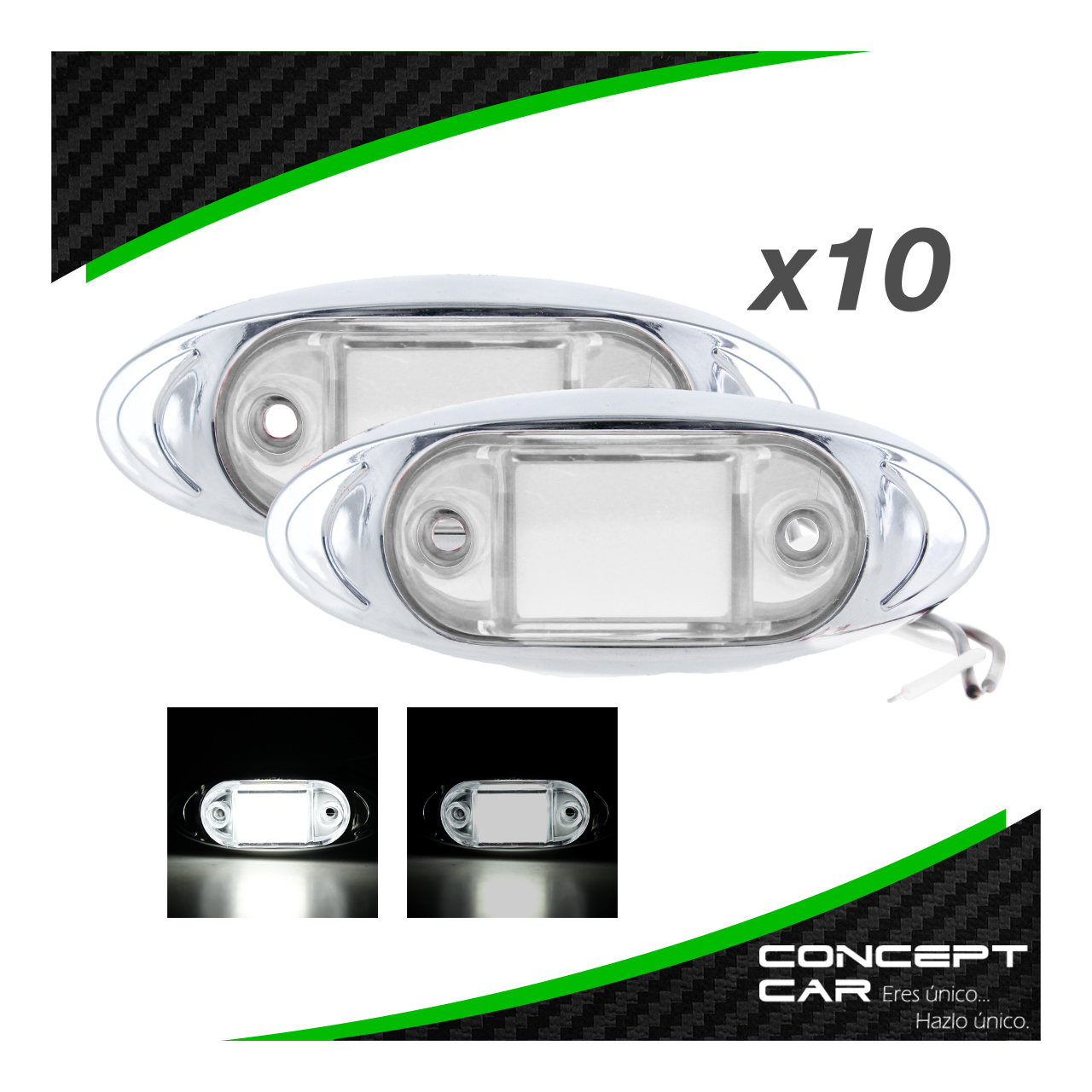 10 Par Plafon Led Gel Mini Ovalado Remolque Caja Trailer Cromo