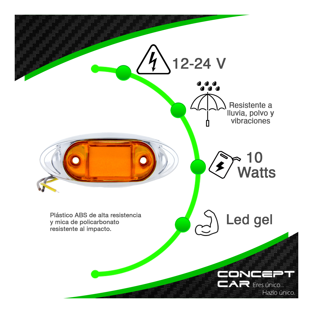 10 Par Plafon Led Gel Mini Ovalado Remolque Caja Trailer Cromo