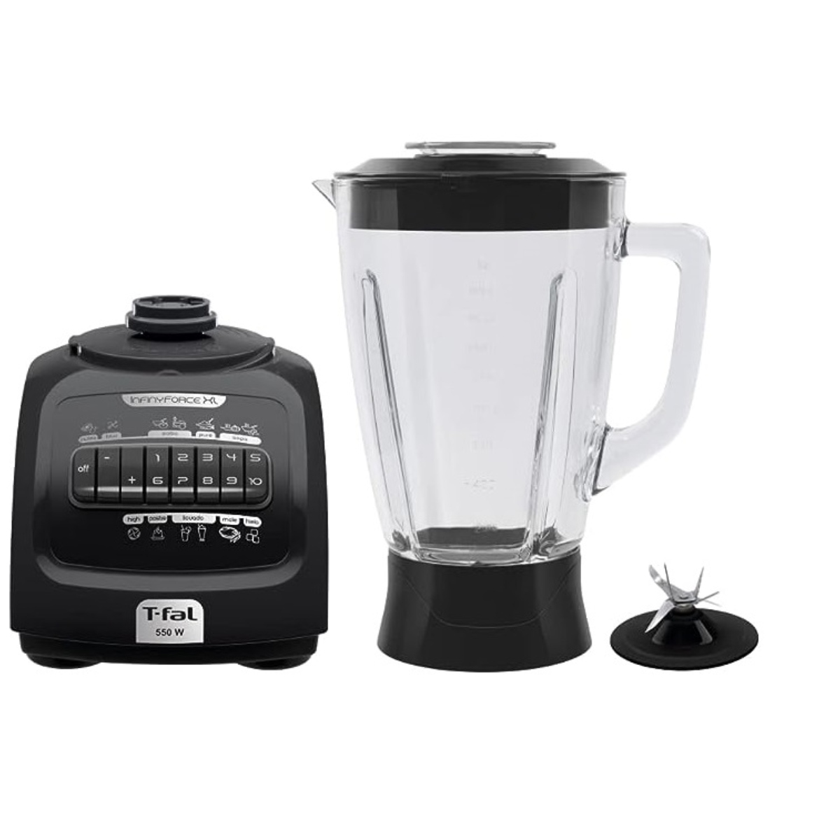 LICUADORA T-FAL LN8208MX INFINYFORCE 10 VEL VASO VIDRIO NEGRO ALBY2.