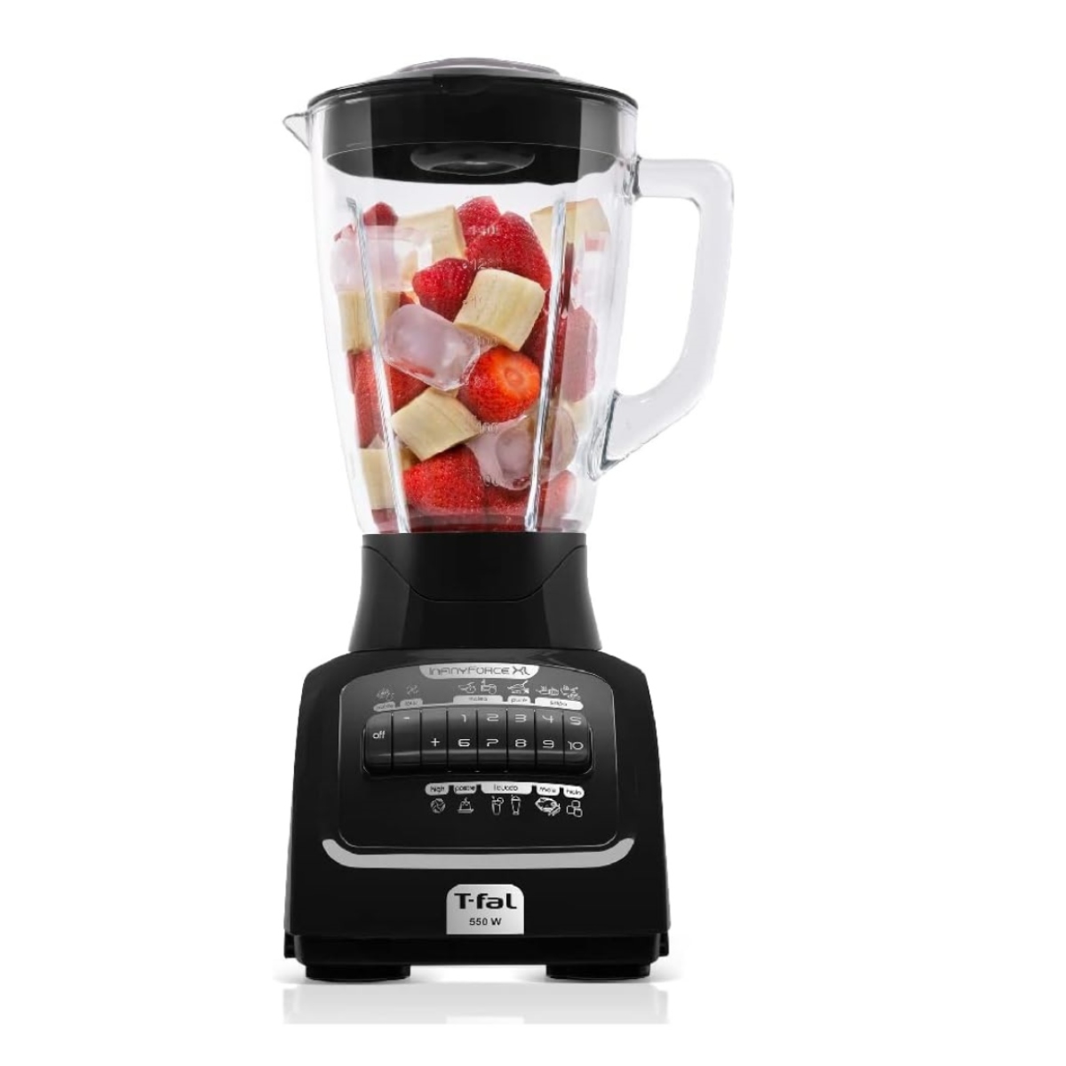 LICUADORA T-FAL LN8208MX INFINYFORCE 10 VEL VASO VIDRIO NEGRO ALBY2.
