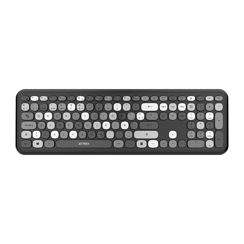 Combo Inalámbrico 2 En 1  Teclado  Mouse Diseño Delgado Vintage Acteck Rosa