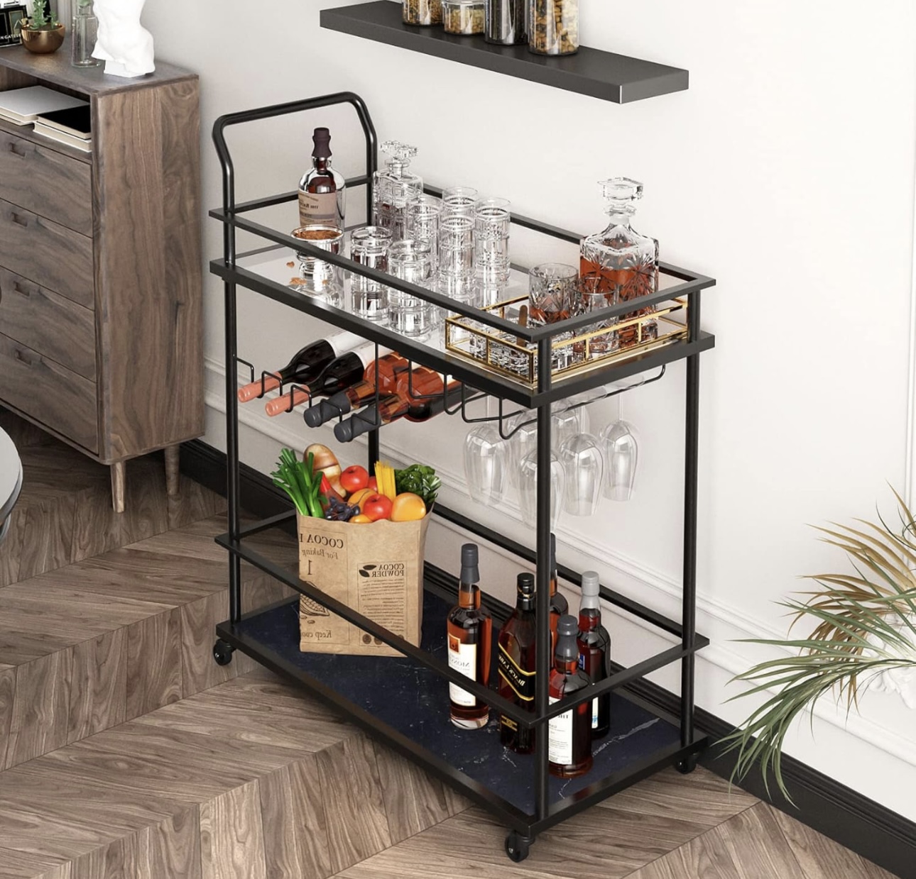 Carrito de Servicio Cantina Bar, Dorado