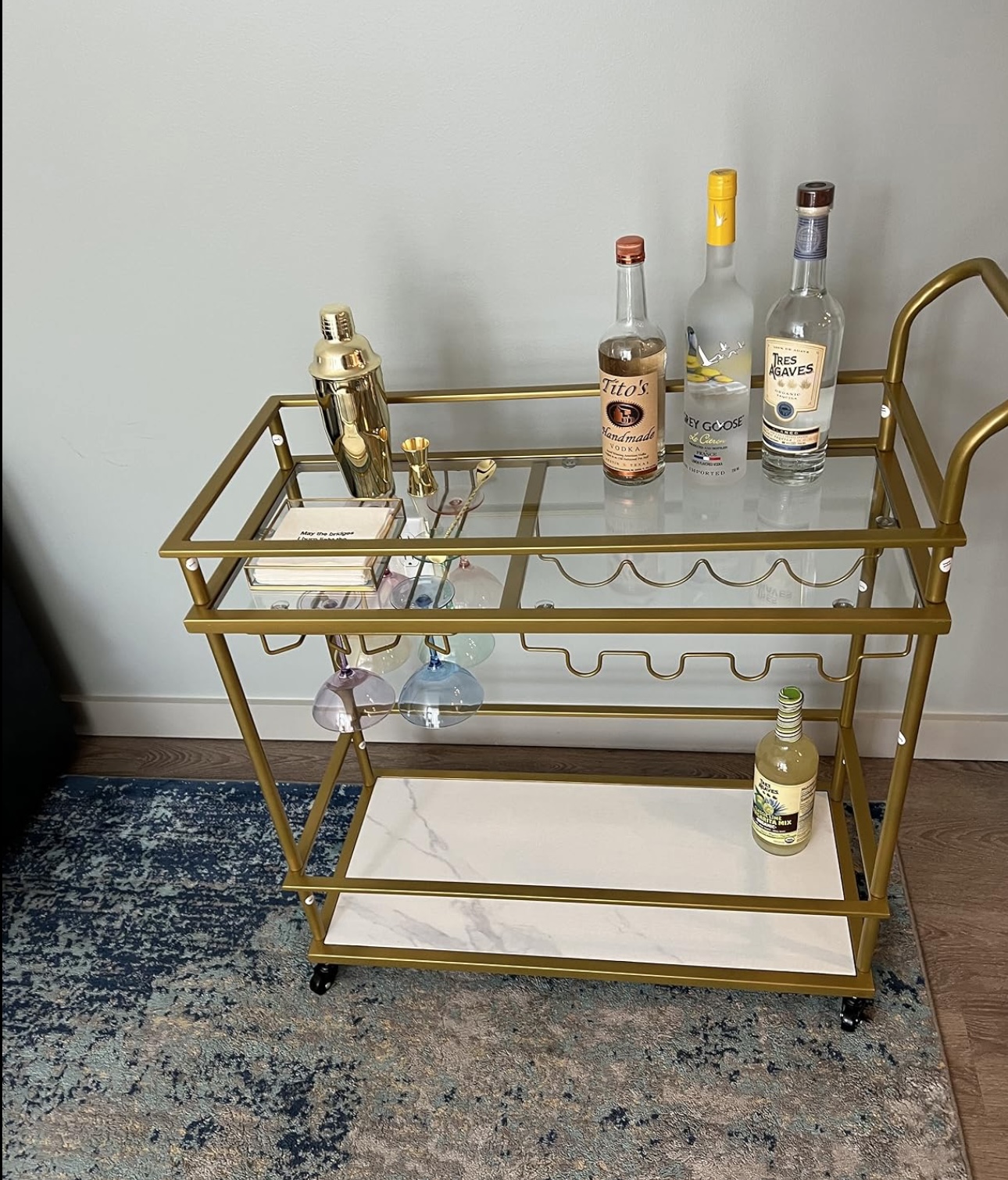 Carrito de Servicio Cantina Bar, Dorado