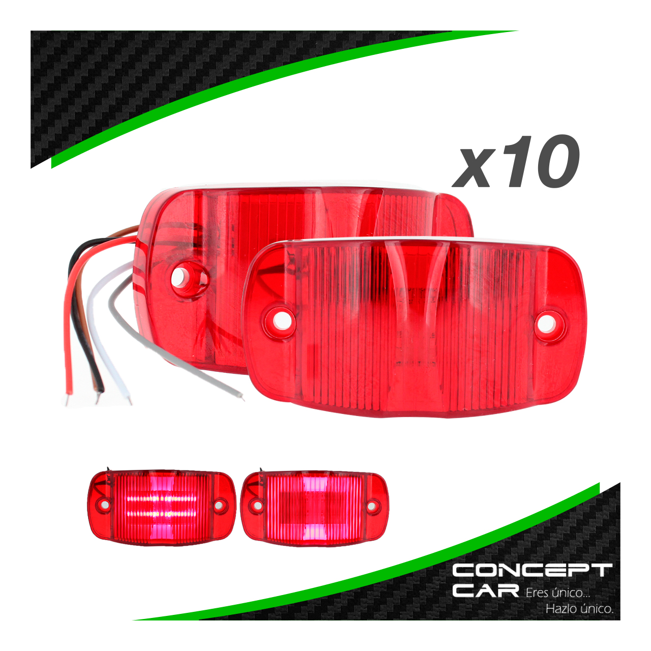 10 Par Plafones 8 Led Gel Plasma Lateral Camion Trailer 12-24v