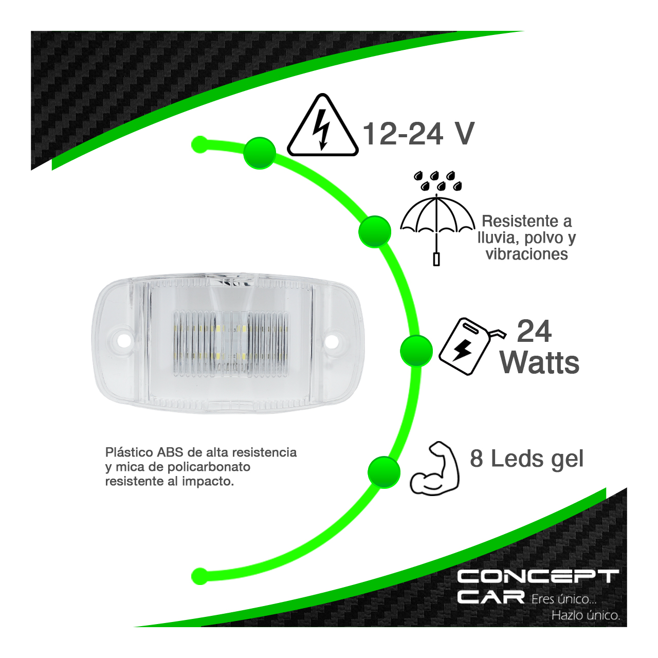 10 Par Plafones 8 Led Gel Plasma Lateral Camion Trailer 12-24v