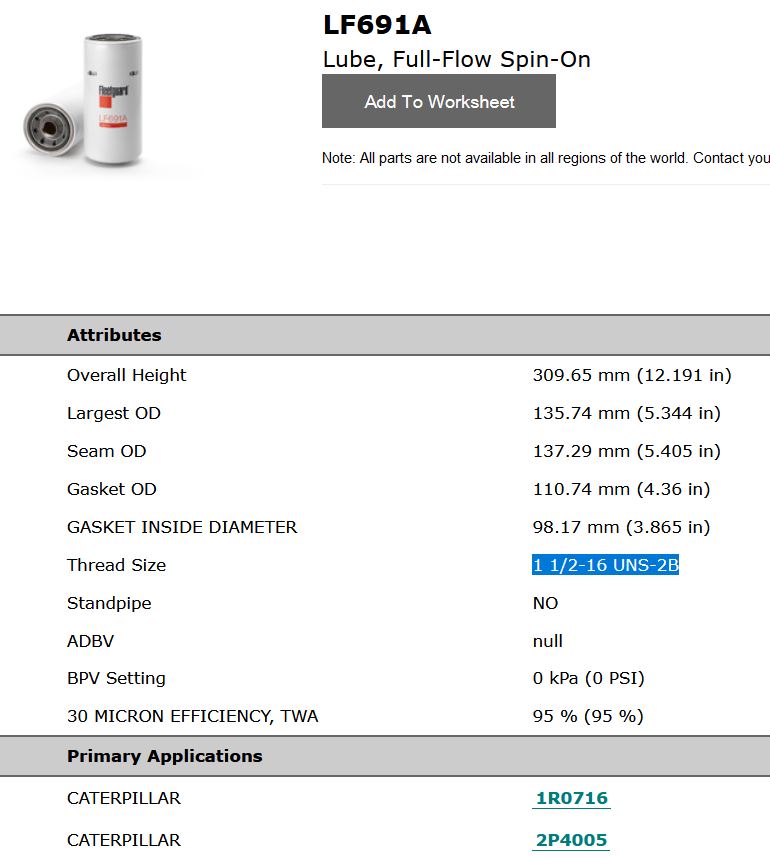 Lf691a Filtro De Aceite ( P554005 Lf 691 A P551808 57792 )