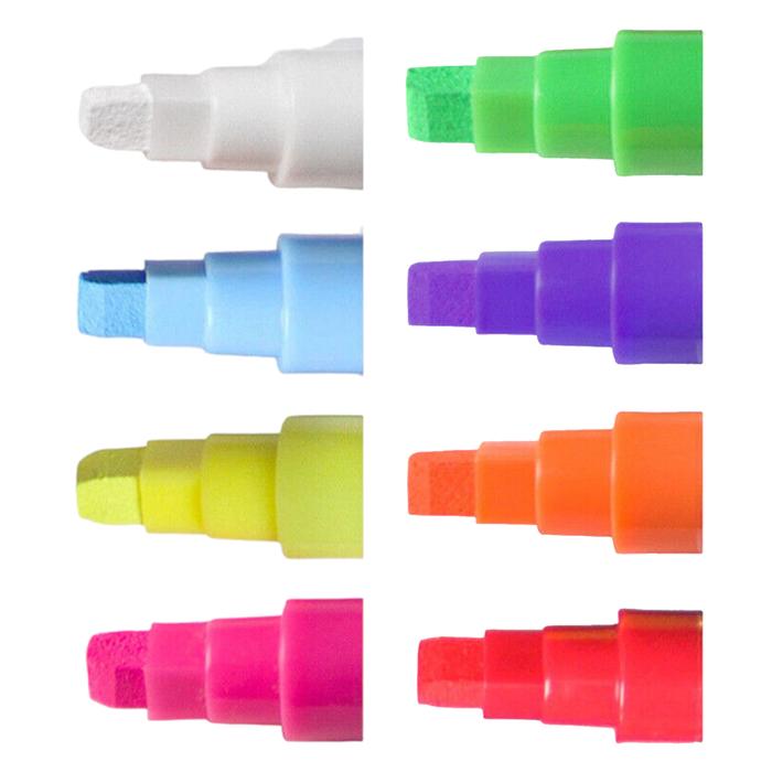 Plumon de Cristal Color Rosa MXKYC-001-8 8Pzas Multicolores Neón Marcador para Pizarrón Punta Redonda Mediana, ChalkyColors