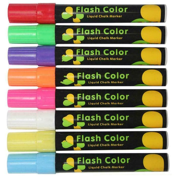 Plumones para Vidrio Borrables MXKYC-002-6 16Pzas Multicolores Neón Marcador para Pizarrón Punta Redonda Mediana, ChalkyColors