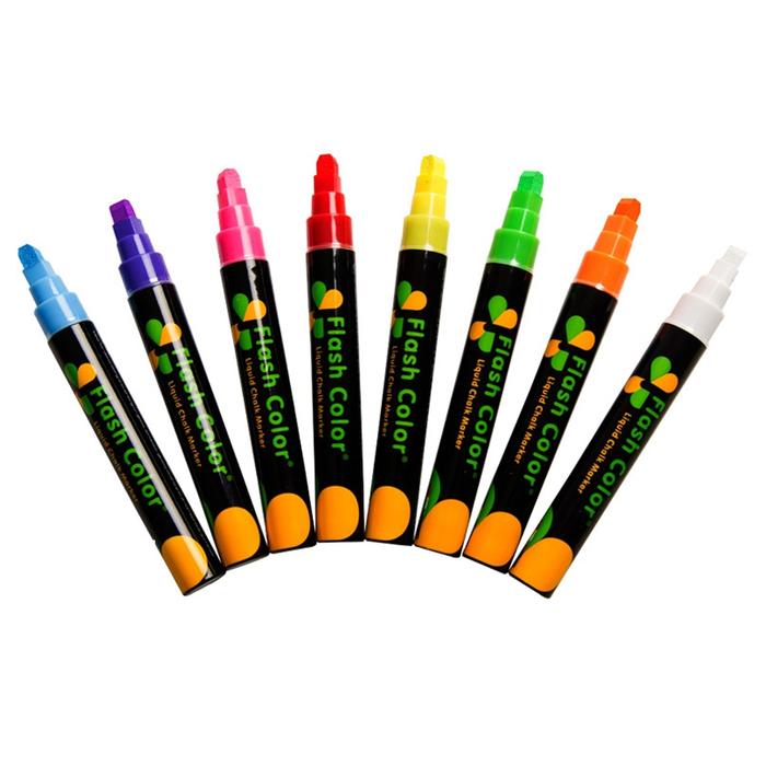 Plumones para Vidrio Borrables MXKYC-002-6 16Pzas Multicolores Neón Marcador para Pizarrón Punta Redonda Mediana, ChalkyColors